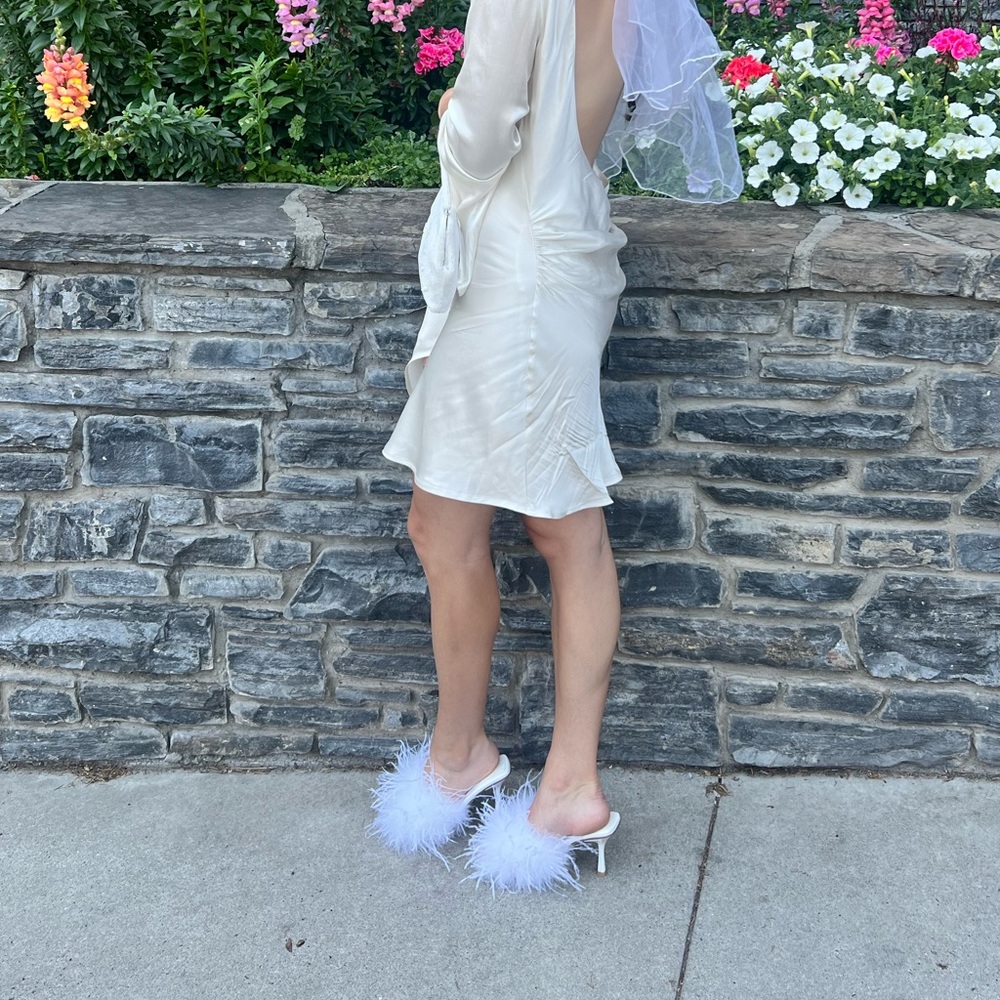 Jeffery Campbell White Feather Heels Gem